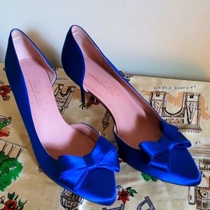 Stunning Blue Shoes Heels Size 7 Pumps Bow Majestic Marilyn Monroe Spirit